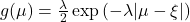 g(\mu) = \frac{\lambda}{2} \exp\left(-\lambda |\mu - \xi|\right)