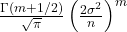 \frac{\Gamma(m + 1/2)}{\sqrt{\pi}} \left(\frac{2\sigma^2}{n}\right)^m